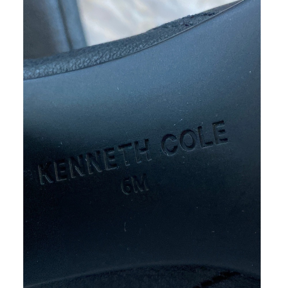 Kenneth Cole New York Black Pebbled Leather Knee High Block Heel Lug Boots - Picture 6 of 9